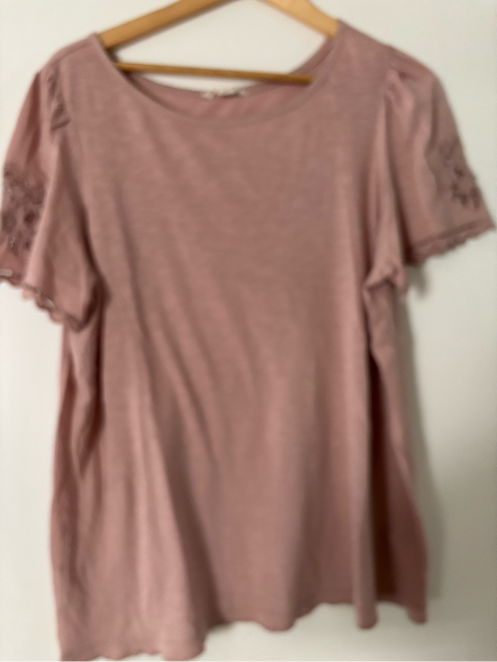 Caslon Women’s Pink Short Sleeve Tee with Lace Trim